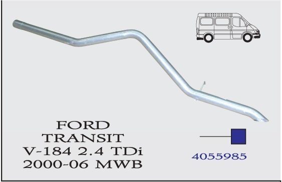 FORD TRANSİT ARKA  EGZOZ BORUSU  V184 2.4 TDCi .Kısa Şaşe