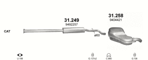 VOLVO  S80 ORTA EGZOZ   2.0 İ / 2.4 İ / 2,5 T/ 2.8 T6 / 3.0 T6  (1998 - 06)