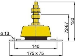 Vetus esnek motor takozu. Tip HY.