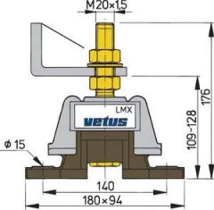 Vetus esnek motor takozu. Tip LMX.