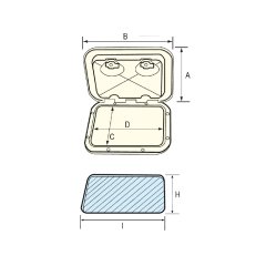 TOP LINE Hatch Siyah 353x606mm ISO12216