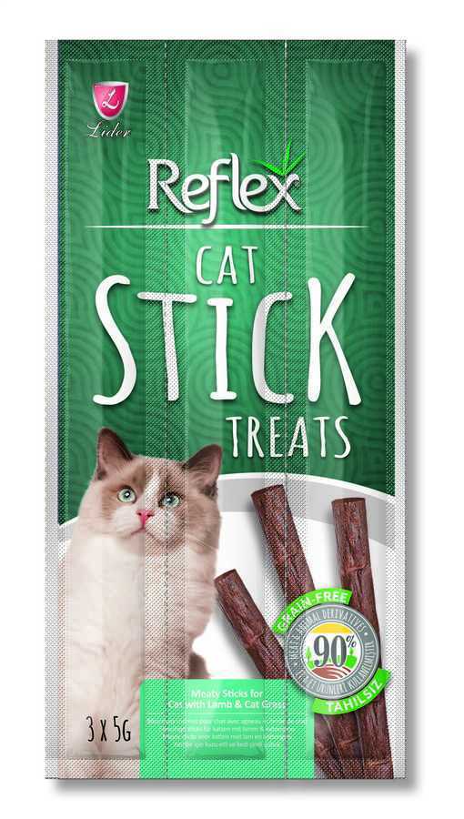 Reflex Sticks Kuzu Etli Ve Kedi Çimli Kedi Ödül Çubukları 3x5 Gr
