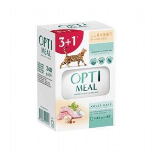 Optimeal Tavşanlı Yetişkin Kedi Yaş Maması 85 Gr 4 Al 3 Öde