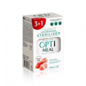 Optimeal Süper Premium Tavuk-Hindi Filetolu Sos İçerisinde Tahılsız Pouch Kısır Kedi Maması 85 Gr  4 Al 3 Öde