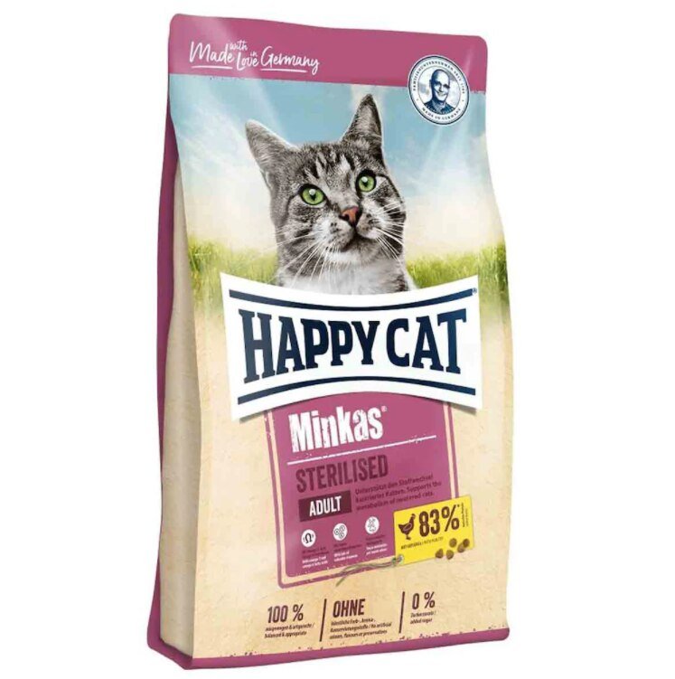 Happy Cat Minkas Sterilised Tavuklu Kısırlaştırılmış Yetişkin Kedi Maması 10 KG