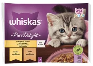 Whiskas Pouch Pure Delight Jöle Içinde Tavuklu Ve Hindili Yavru Kedi Konservesi 85 gr 4 lü