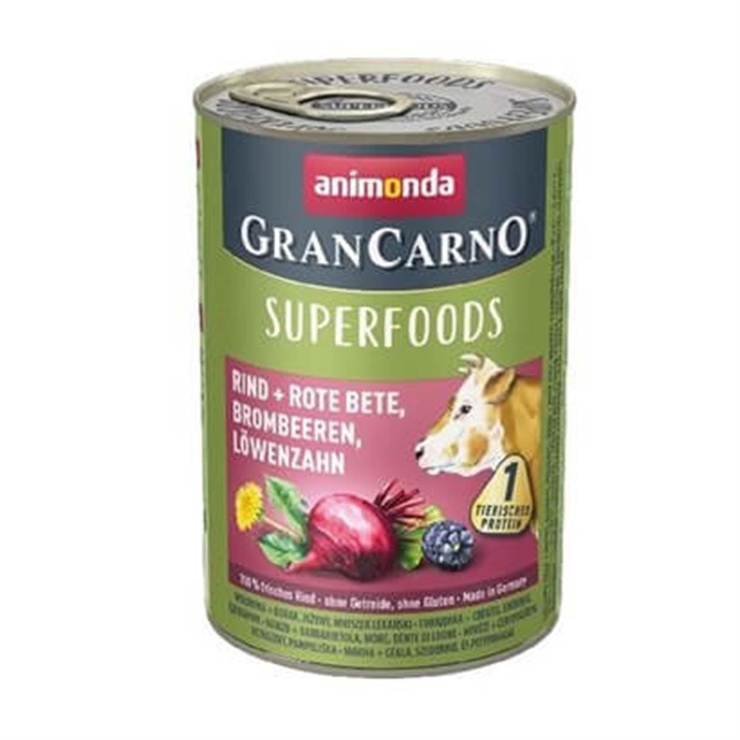 Animonda GranCarno Superfoods Sığır Pancar Ve Böğürtlenli Köpek Konserve Maması 400 Gr