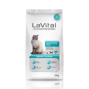 Lavital Sensitive Hassas Sindirim Sistemine Sahip Kediler için Somonlu Yetişkin Kedi Maması 12kg