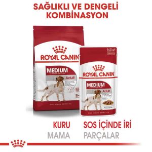 Royal Canin Medium Adult Orta Irk Yetişkin Köpekler İçin Parça Etli Yaş Mama 140 Gr