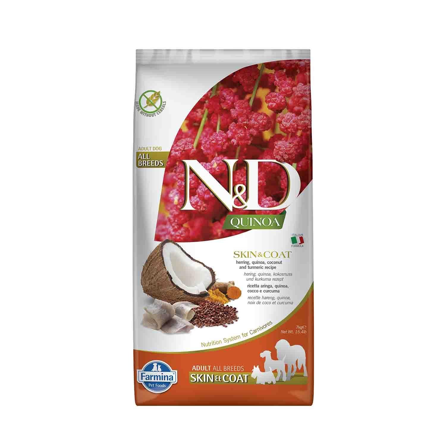 ND Quinoa Skin & Coat Tahılsız Ringa Balıklı Yetişkin Köpek Maması 7 KG