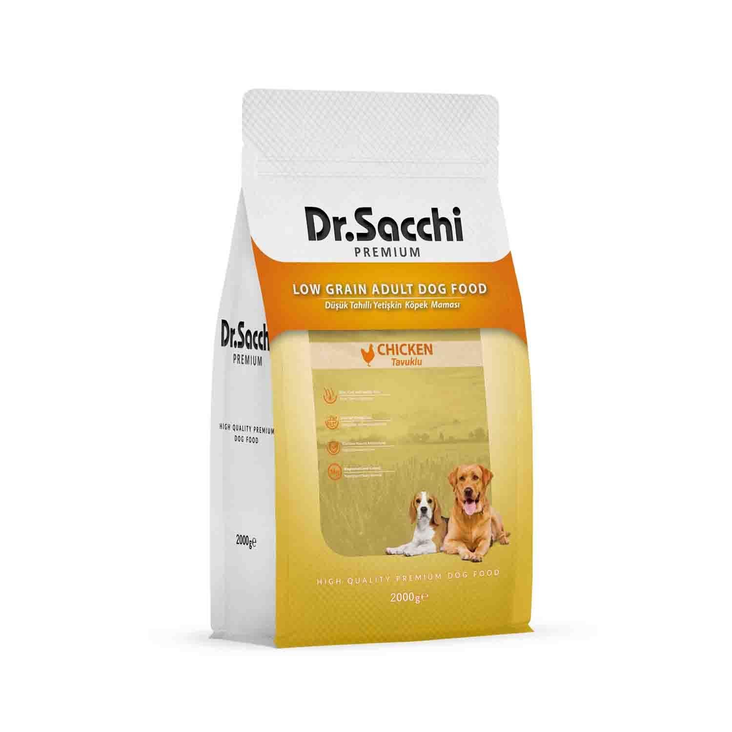 Dr. Sacchi Premium Düşük Tahıllı Tavuklu Yetişkin Köpek Maması 2 Kg