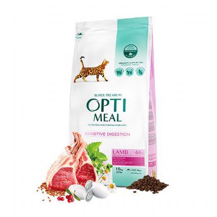 Optimeal Super Premium Sensitive Digestion Hassas mide Ve Deri Yapısına Sahip Kuzu Etli Kedi Maması 10 Kg