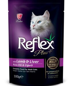 Reflex Plus Kuzu Etli ve Ciğerli Jöleli Pouch Yetişkin Kedi Yaş Maması 100 G