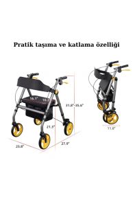 Tekerlekli Yürüme Desteği Yürüteç Rollatör Yaşlı Yürümeye Destek Araç Aparat