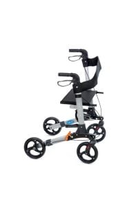 Dm9102 Lüx Rollator Alüminyum Oturaklı Yürüteç Katlanır Sırt Desteği Frenli Katlanır
