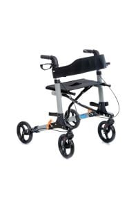 Dm9102 Lüx Rollator Alüminyum Oturaklı Yürüteç Katlanır Sırt Desteği Frenli Katlanır