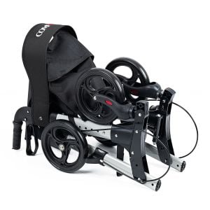 Walker Rollator alüminyum hafif seyahat kurtarıcı, yürüteç tam donanımlı, 3 kat katlanabilir, bagaj için, katlanabilir, seyahat ve uçuş için, yüksekliği ayarlanabilir, kayış, baston tutucu, yürüme