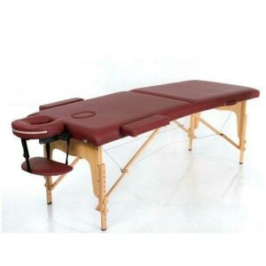 KRAUSTMANN Ahşap 2 Parça Katlanabiir Masaj Masası Bordo VMAXİ0032
