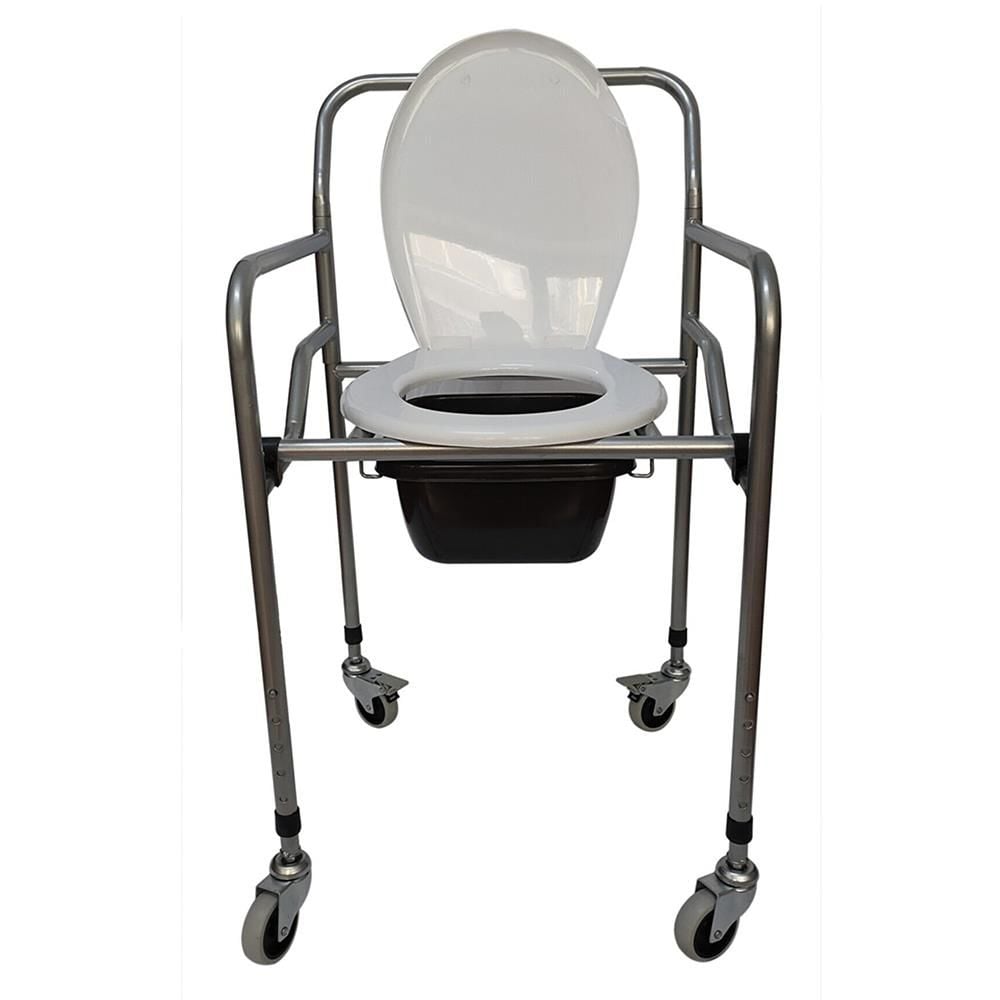 Tekerlekli Katlanabilir Hasta Tuvalet Sandalyesi