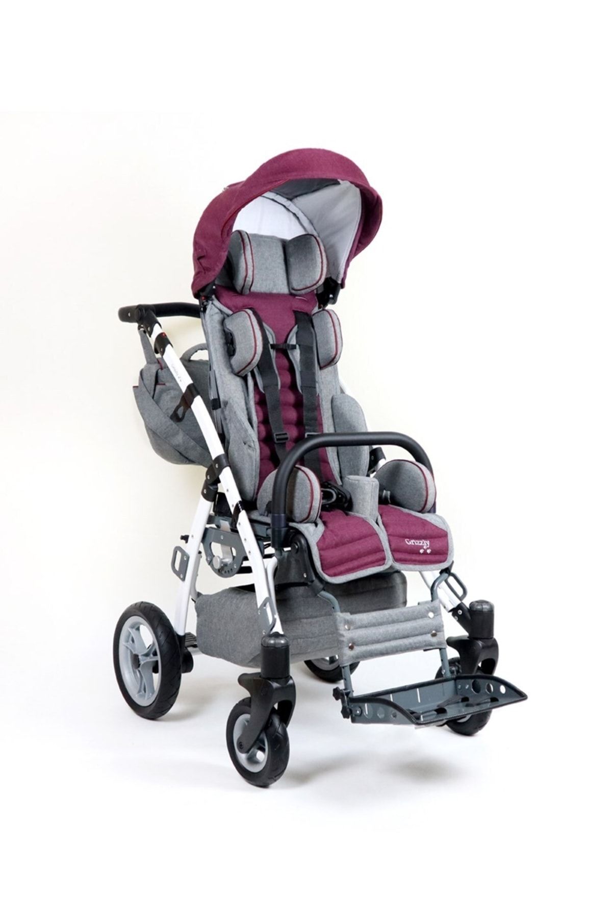 Grizzly Engelli Çocuk Puseti Full Aksesuarlı Gri-Bordo 2