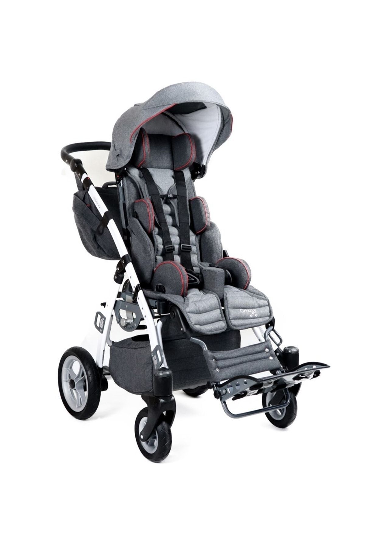 Grizzly Engelli Çocuk Puseti Full Aksesuarlı Koyu Gri