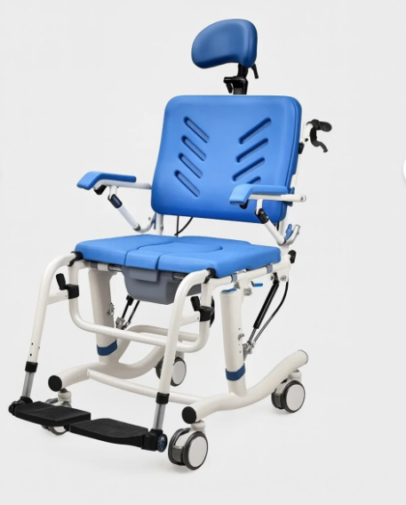 POYLİN Tilt Baş Destekli Alüminyum Banyo Tuvalet Sandalyesi | Ergonomik ve Ayarlanabilir P620