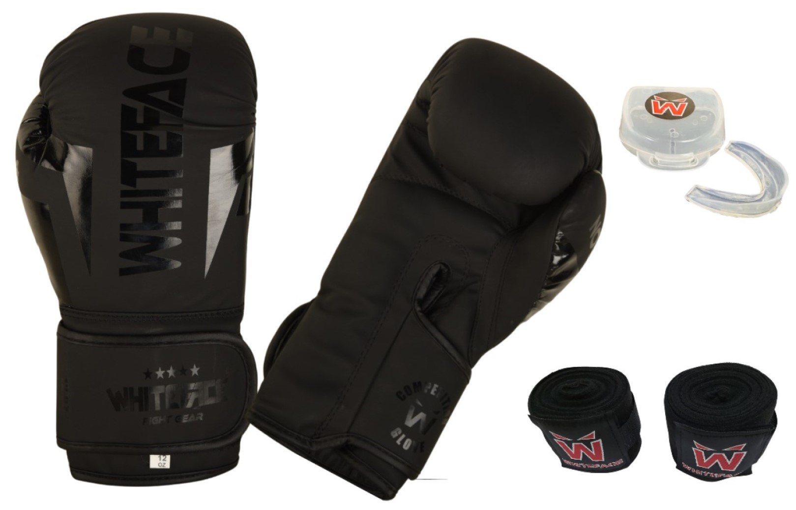 Whiteface SHADOW (GÖLGE) Boks/Kickboks/Muay Thai Eldiven ( + 3,5 m Bandaj +Dişlik) 3'lü Set  10- 12 oz