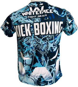Whiteface Kickboks Özel Tasarım Baskılı Tişört (Mavi-Siyah)