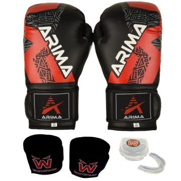 ARIMA Force Boks Eldiveni+ Boks Bandaj+ Dişlik Seti (SİYAH)