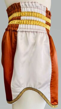 Whiteface Muay Thai Elite Şort (Kahve-Beyaz)) S