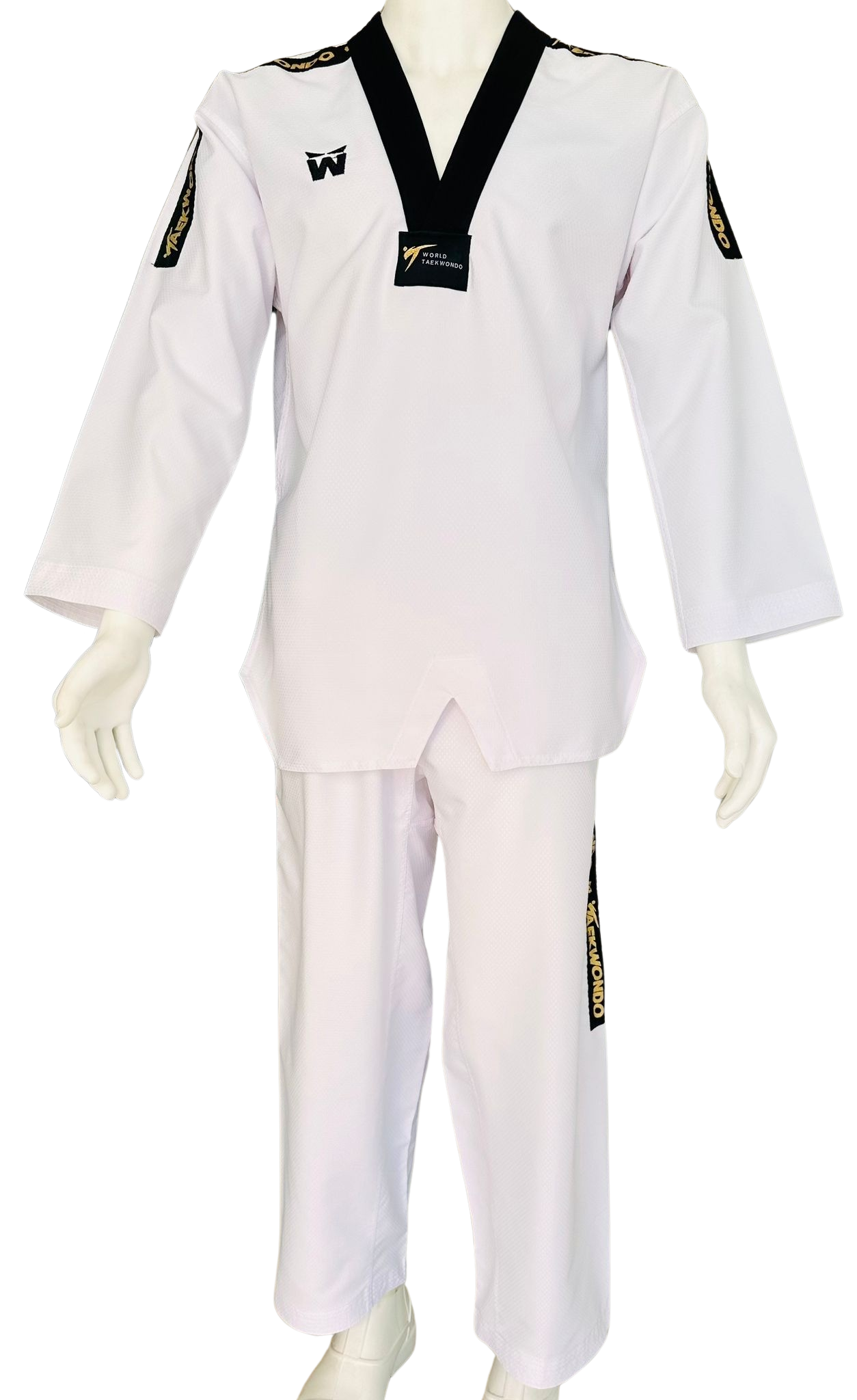 Whiteface Fighter Profesyonel Siyah Yaka Taekwondo Elbisesi (Dobok)