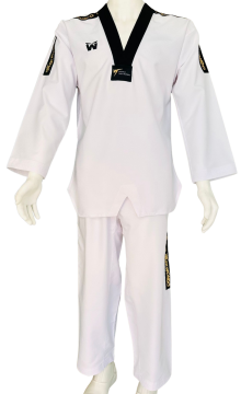 Whiteface Fighter Profesyonel Siyah Yaka Taekwondo Elbisesi (Dobok)