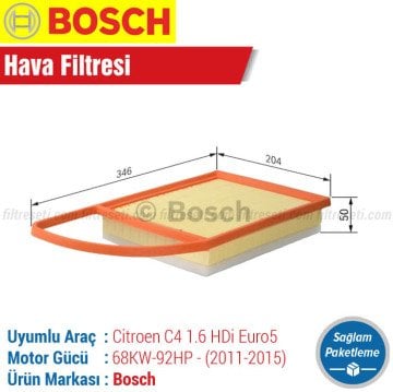 Citroen C4 1.6 HDi Euro 5 Bosch Hava Filtresi (2011-2015)