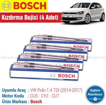 VW Polo 1.4 TDI Bosch Kızdırma Bujisi (2014-2017) 4 ADET