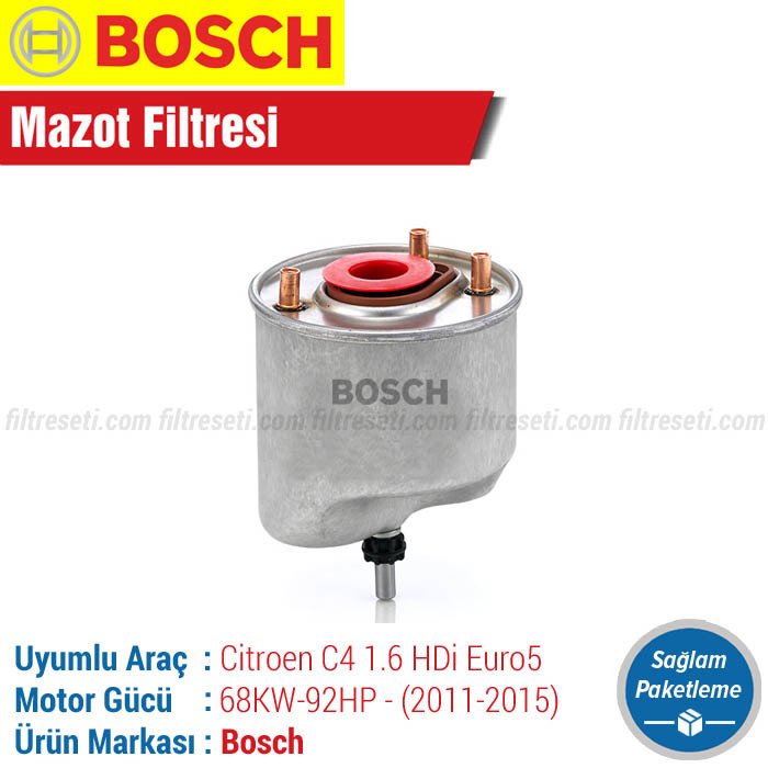 Citroen C4 1.6 HDi Euro 5 Bosch Mazot Filtresi (2011-2015)
