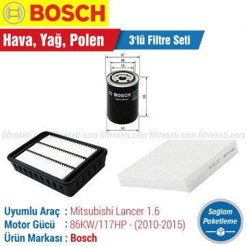 Mitsubishi Lancer 1.6 Bosch Filtre Bakım Seti (2010-2015)