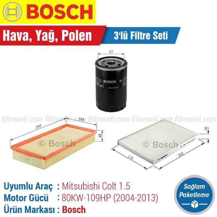 Mitsubishi Colt 1.5 Bosch Filtre Bakım Seti (2004-2013)
