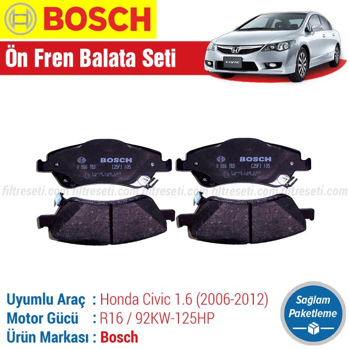 Honda Civic 1.6 FD6 Bosch Ön Balata Takımı (2006-2012)