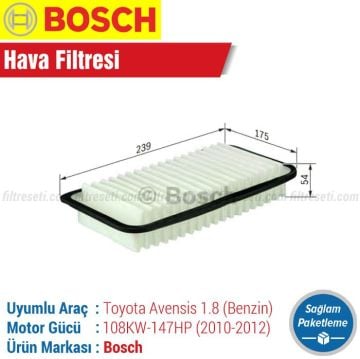 Toyota Avensis 1.8 Bosch Filtre Bakım Seti (2010-2012)