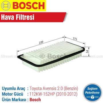 Toyota Avensis 2.0 Bosch Filtre Bakım Seti (2010-2012)