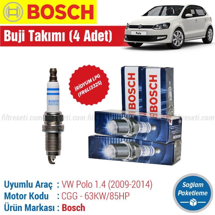 VW Polo 1.4 Bosch İridyum LPG Buji Takımı (2009-2014) FR6LI332S