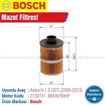 Opel Astra H 1.3 CDTI Bosch Mazot Filtresi (2005-2013)