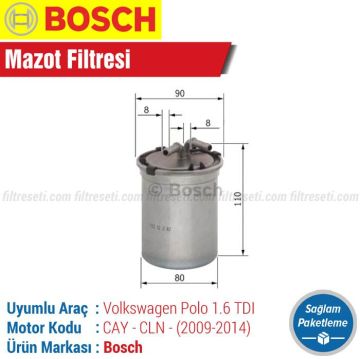 VW Polo 1.6 TDI Bosch Mazot Filtresi (2009-2014)
