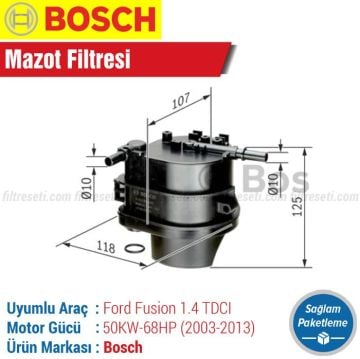 Ford Fusion 1.4 TDCI Bosch Mazot Filtresi (2003-2013)