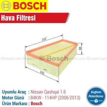 Nissan Qashqai 1.6 Bosch Hava Filtresi (2006-2013)