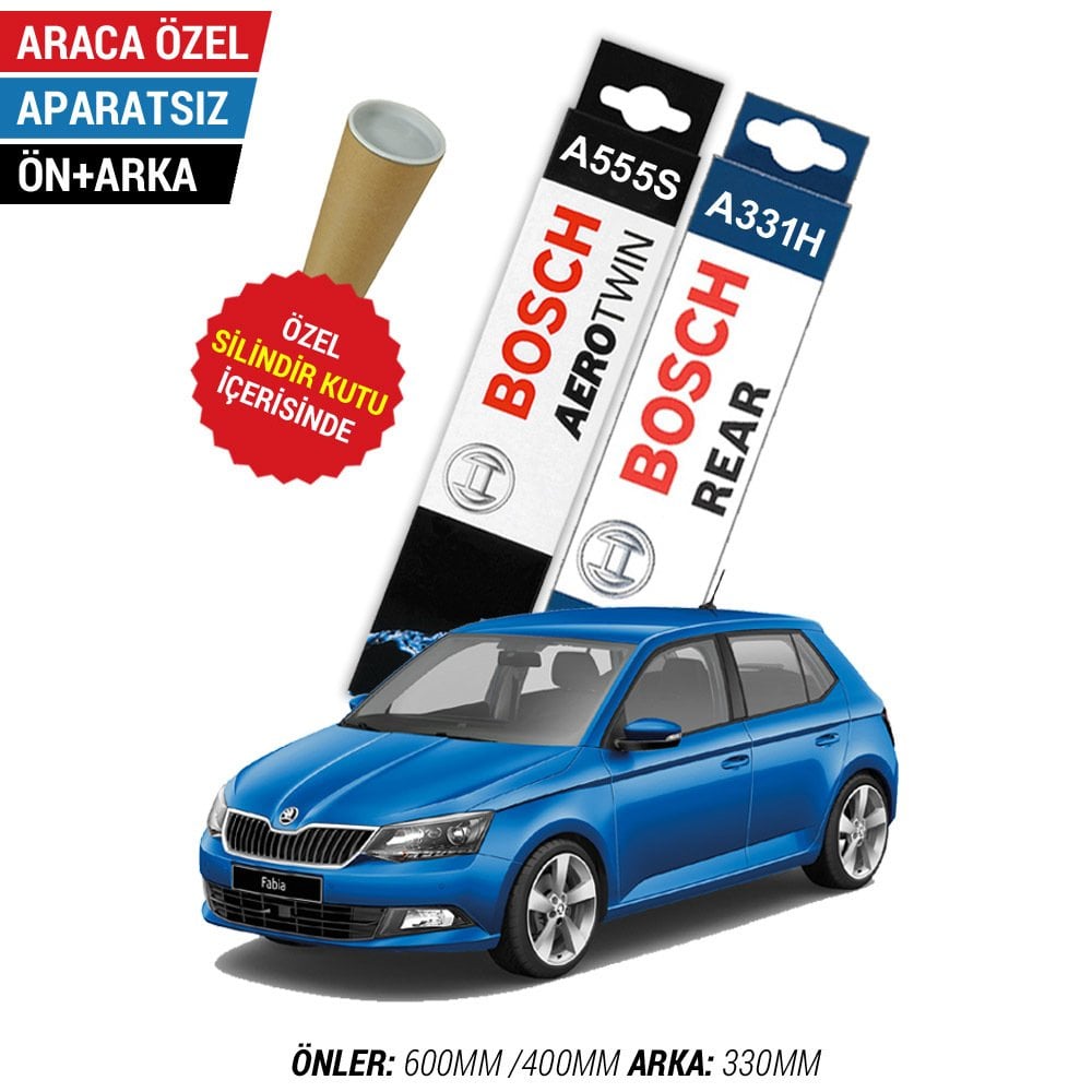 Skoda Fabia Ön Arka Silecek Takımı (2015-2021) Bosch Aerotwin