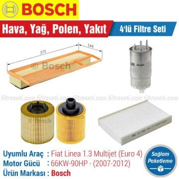 Fiat Linea 1.3 Multijet Bosch Filtre Bakım Seti (2007-2012) 66KW