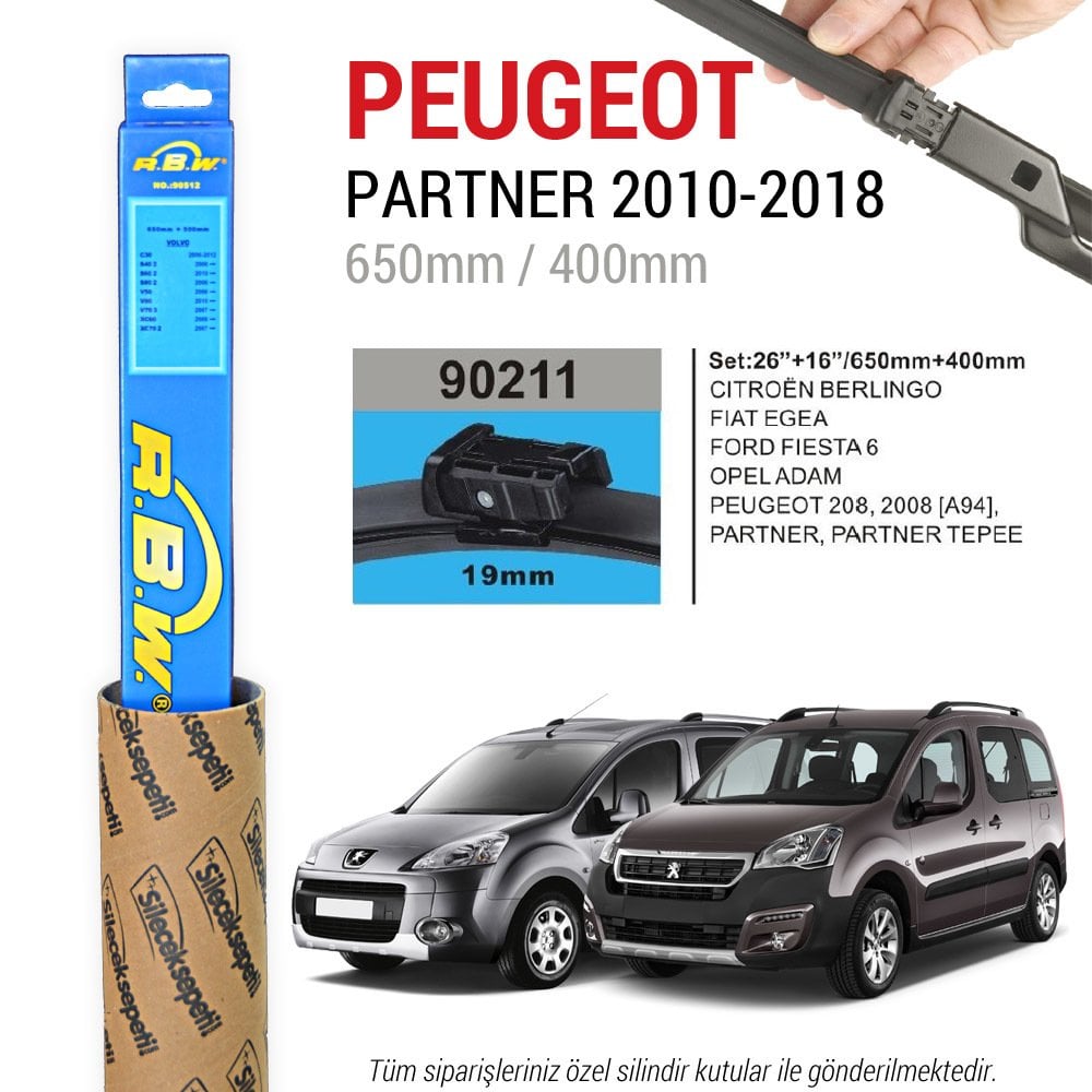 Peugeot Partner RBW Muz Silecek Takımı (2008-2018)
