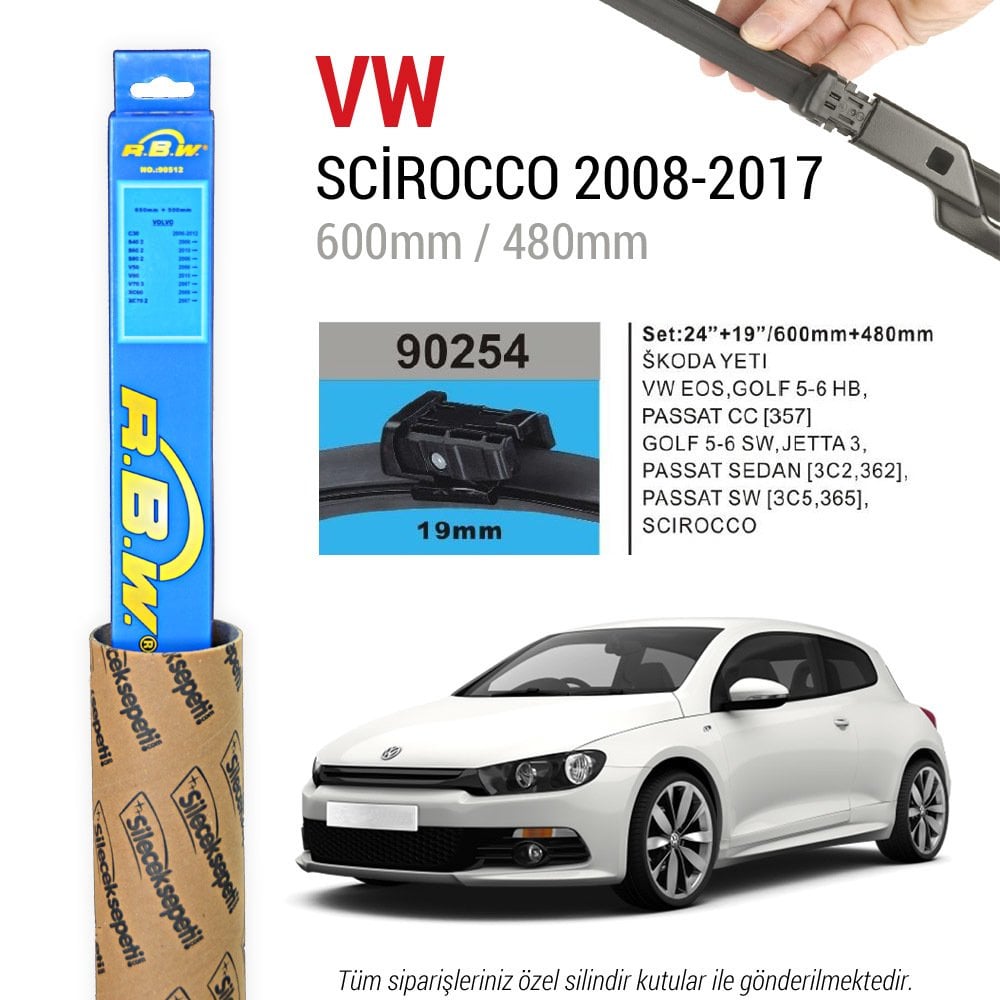 VW Scirocco RBW Muz Silecek Takımı (2008-2017)
