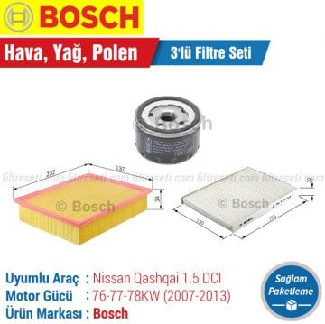 Nissan Qashqai 1.5 DCI Bosch Filtre Bakım Seti (2007-2013)
